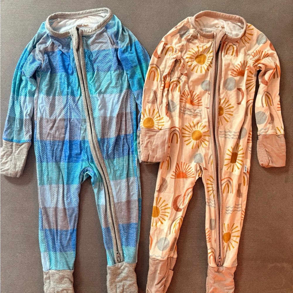 Little Sleepies 0-3 - Arctic Plaid and Desert Sunrise Pajamas